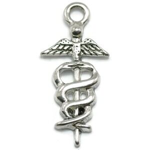 8pcs Caduceus Charms Silvertone Metal medical symbol, jewelry making supplies